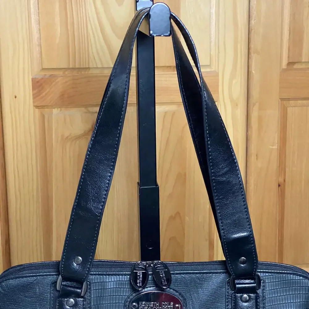 Corporate Chic Black Leather Briefcase Bag Minimalist Old Money Work Tote